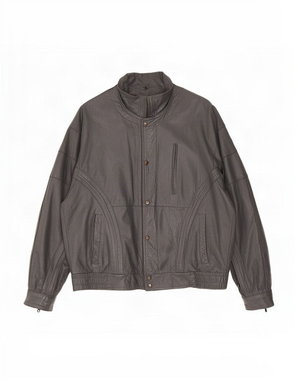 Giacca in pelle vintage da uomo IT 50 grande nera