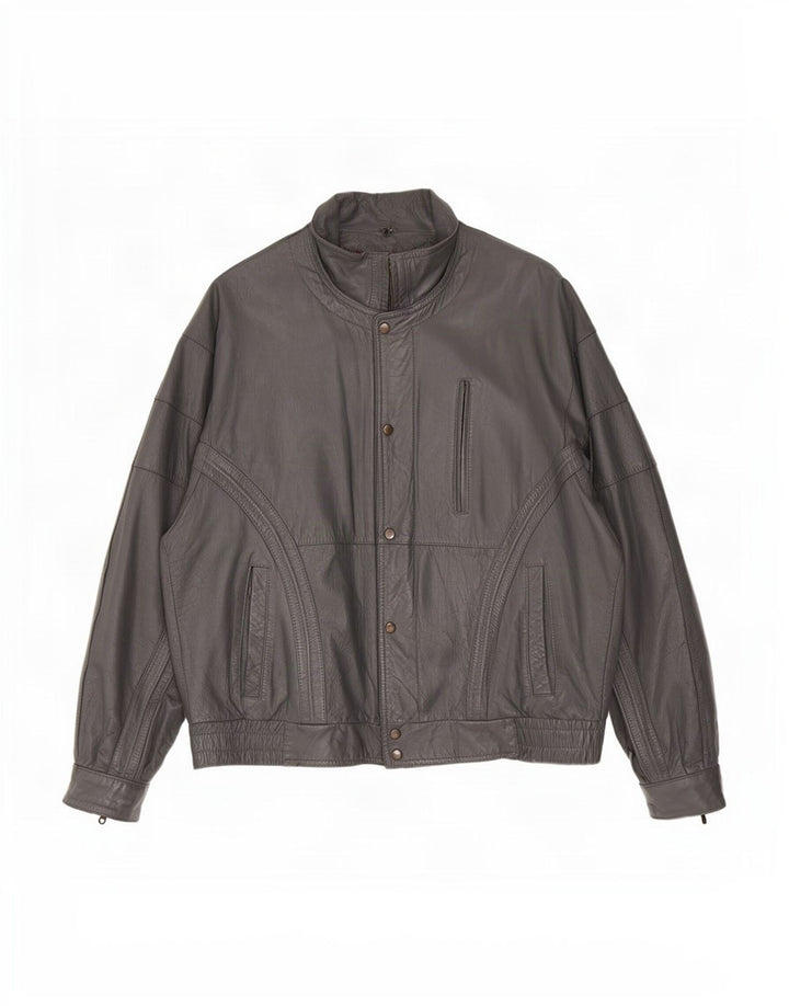 Giacca in pelle vintage da uomo IT 50 grande nera