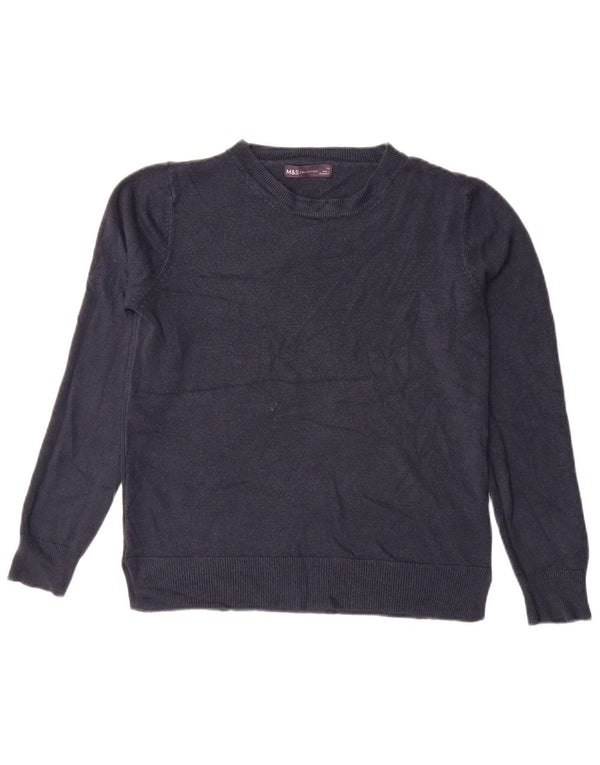 Maglione maglione girocollo da donna Marks & Spencer UK 12 medio blu navy