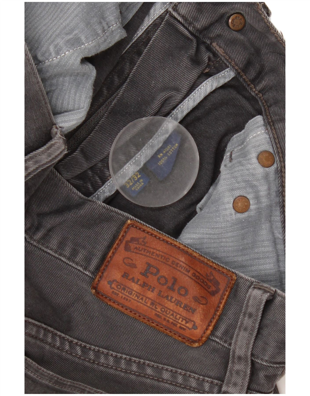 Jeans slim da uomo Ralph Lauren W32 L32 cotone grigio