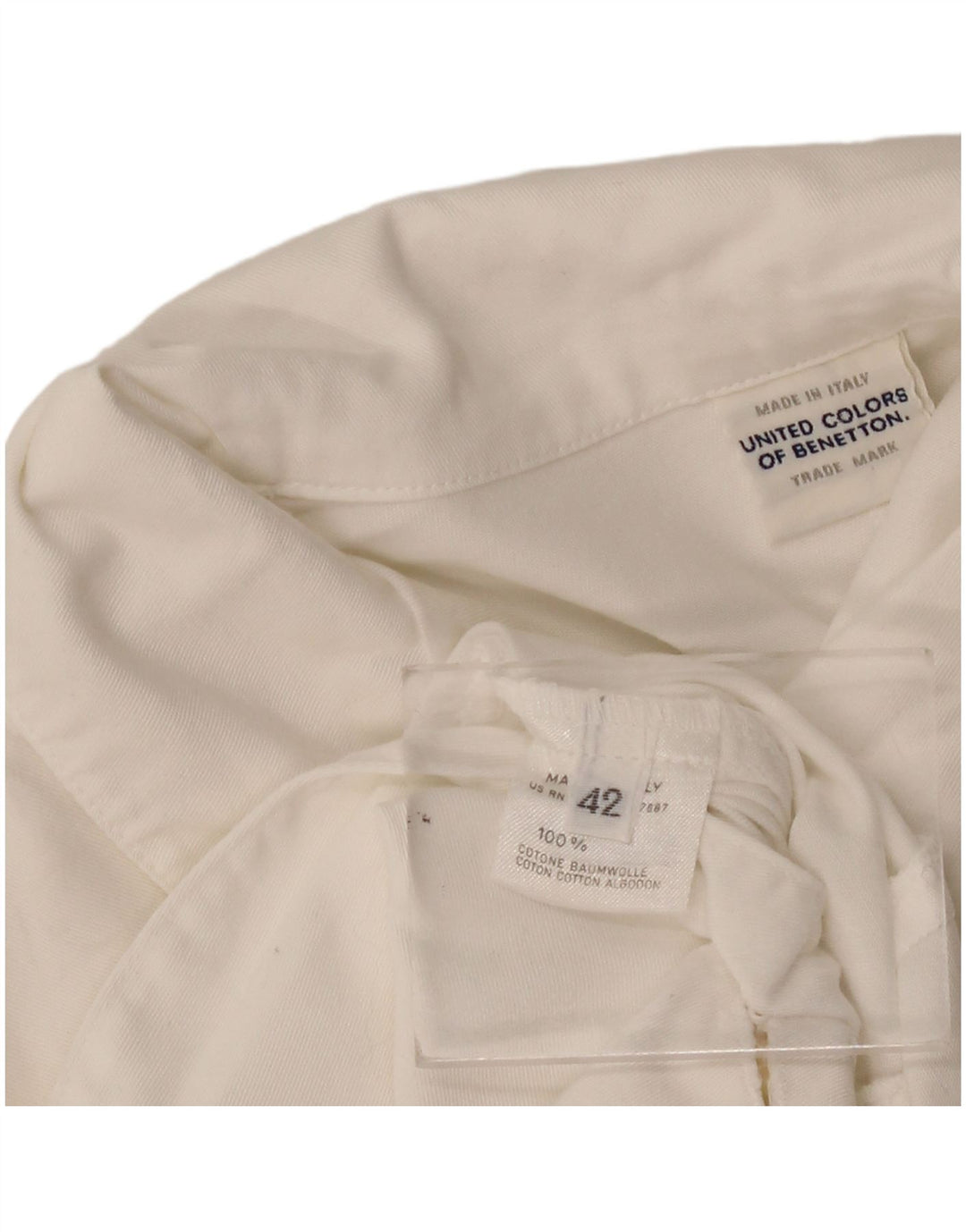 Top Cardigan Manica Corta Donna Benetton IT 42 Cotone Bianco Medio