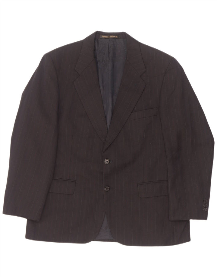 Giacca blazer a 2 bottoni Marks & Spencer da uomo EU 52/54 4XL Gessato nero