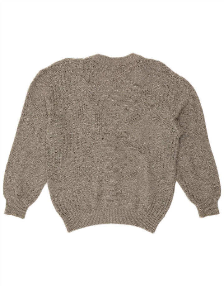 Maglione cardigan vintage da uomo IT 50 grande grigio