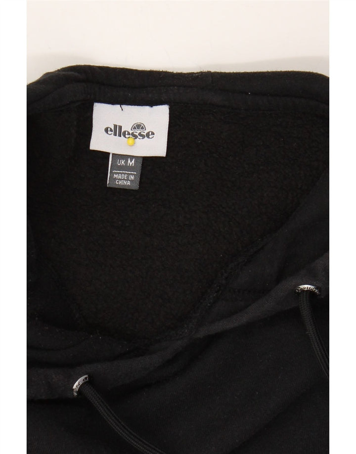 ELLESSE Mens Graphic Hoodie Jumper Medium Black Cotton Vintage Ellesse and Second-Hand Ellesse from Messina Hembry 
