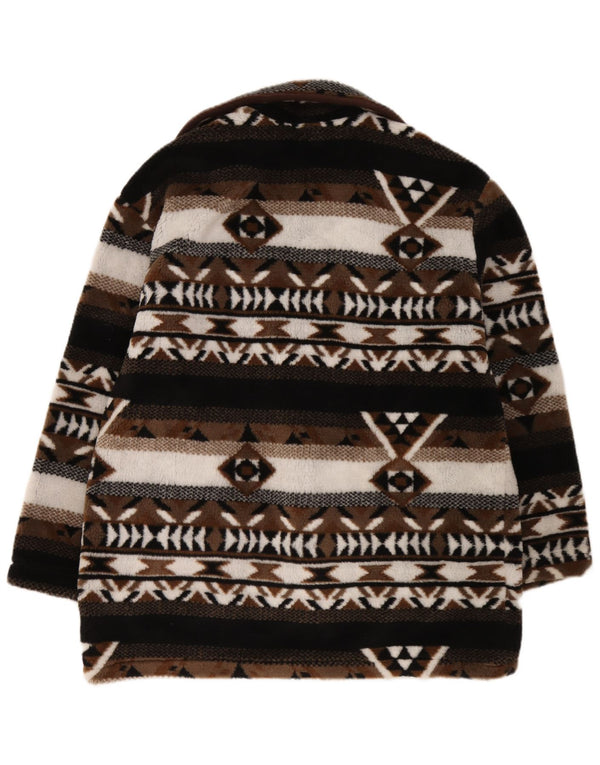 Montgomery vintage da donna oversize in maglia UK 10/12 Small Brown Fair Isle