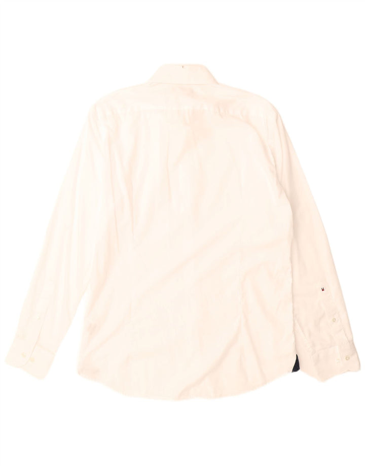 Camicia aderente su misura da uomo Tommy Hilfiger in cotone bianco medio