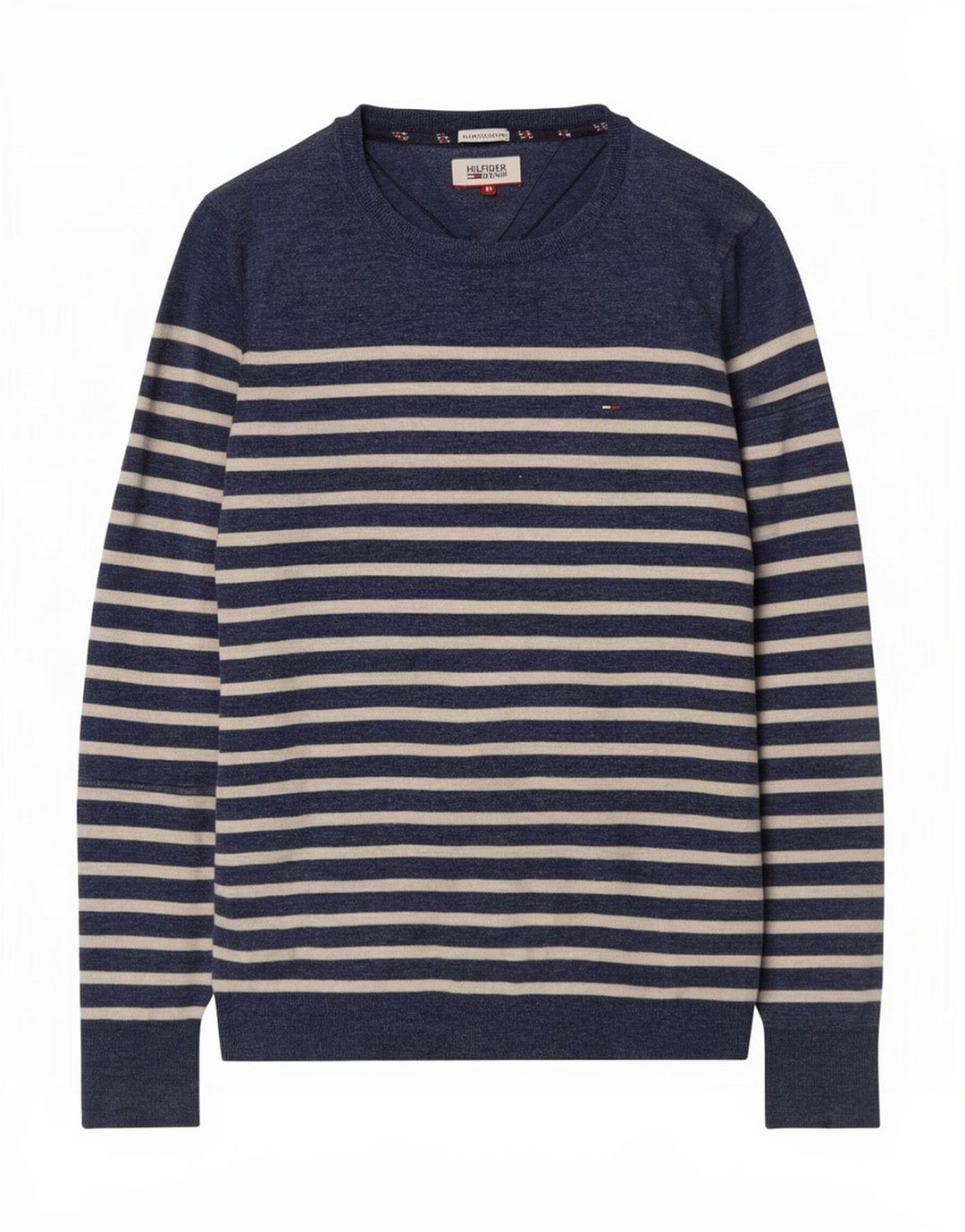 Tommy Hilfiger Uomo Maglione con scollo a barca Maglione a righe blu navy medie