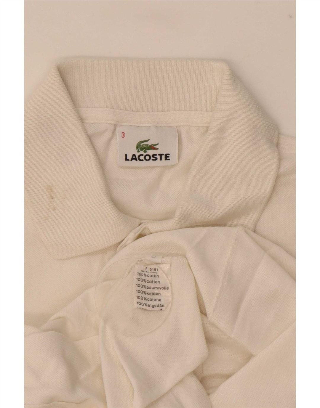 Polo da uomo Lacoste taglia 3 piccola in cotone bianco