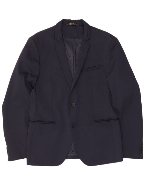 Giacca blazer da uomo a 2 bottoni Zara EU 42 grande poliestere blu navy