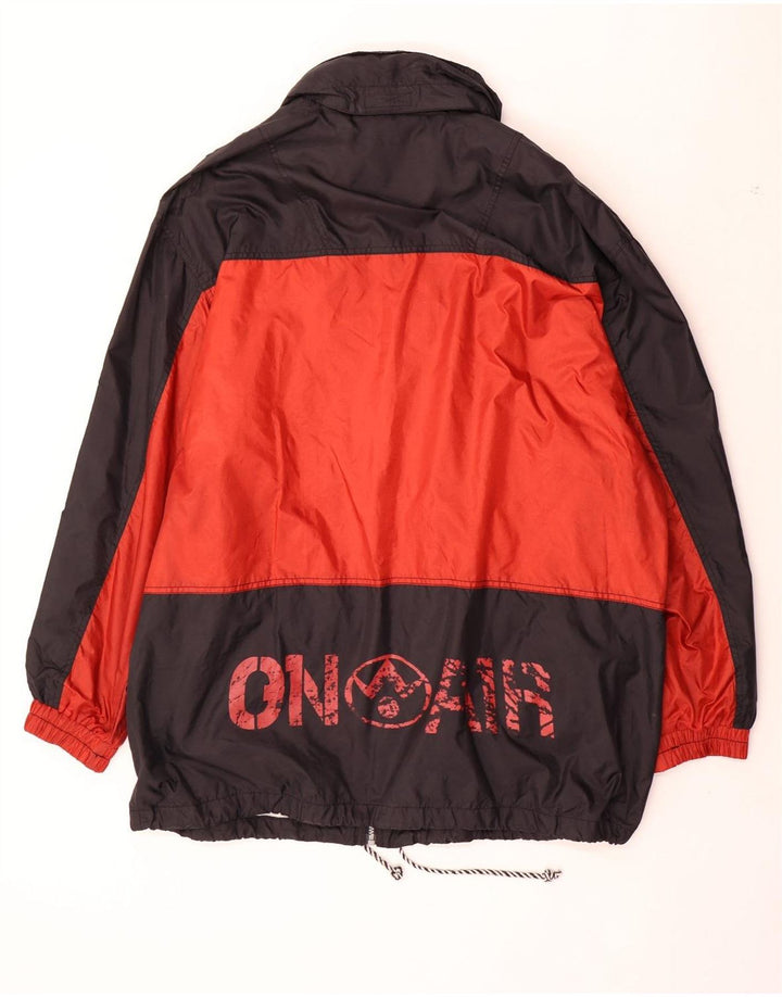 Giacca antipioggia grafica da uomo vintage UK 42 XL Poliammide color block rosso