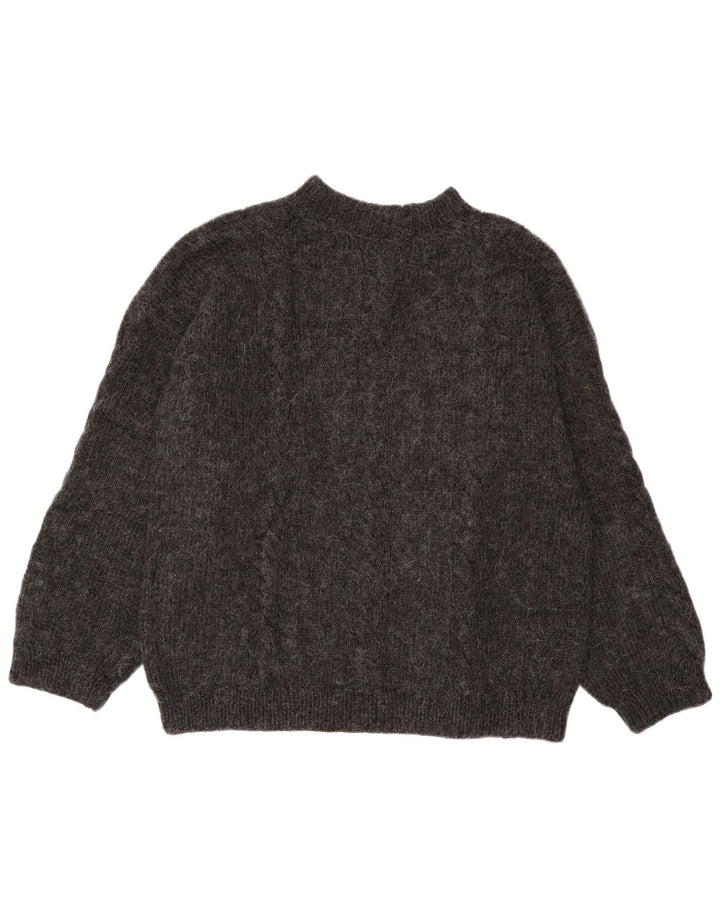 Maglione vintage da uomo con collo alto e maglione grande grigio