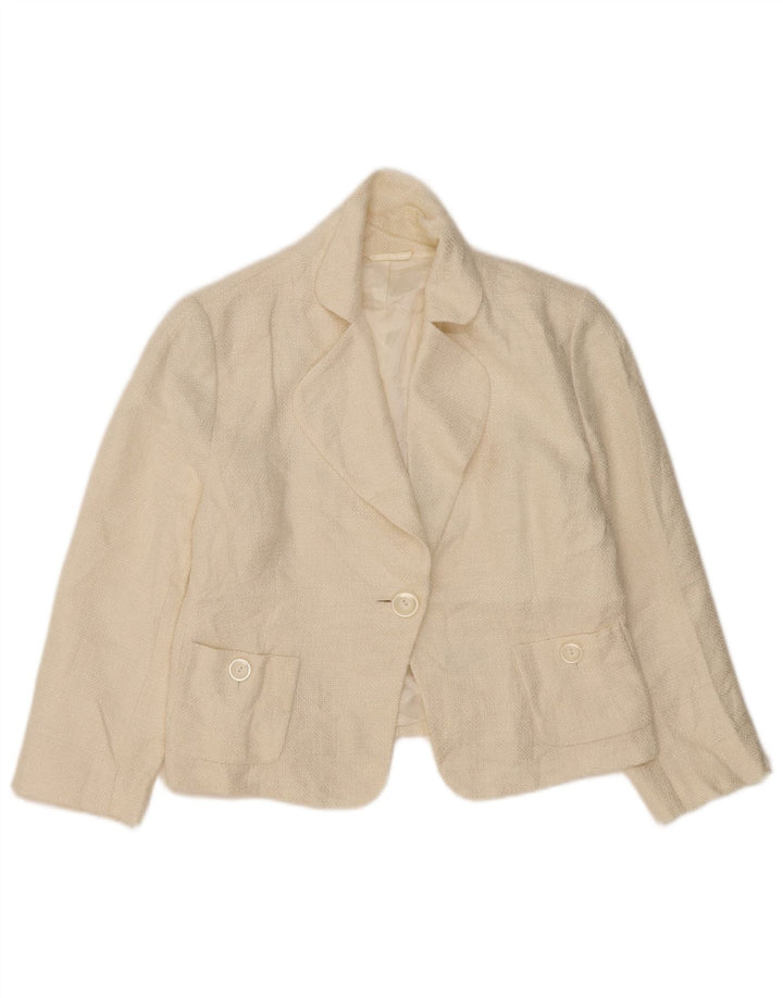Giacca blazer da donna con maniche a 3/4 Hobbs UK 14 viscosa bianco sporco medio