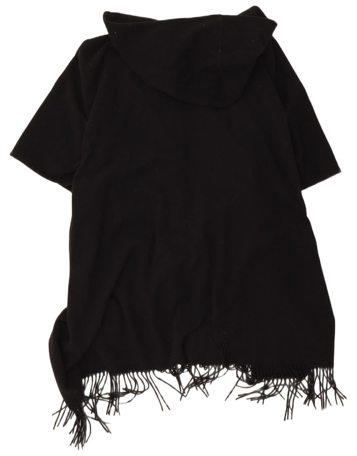 Cappotto poncho con cappuccio da donna Easy Comfort, taglia unica, in lana nera