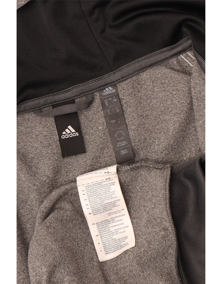 Maglione con cappuccio e zip da uomo Adidas UK 34/36 piccolo poliestere grigio