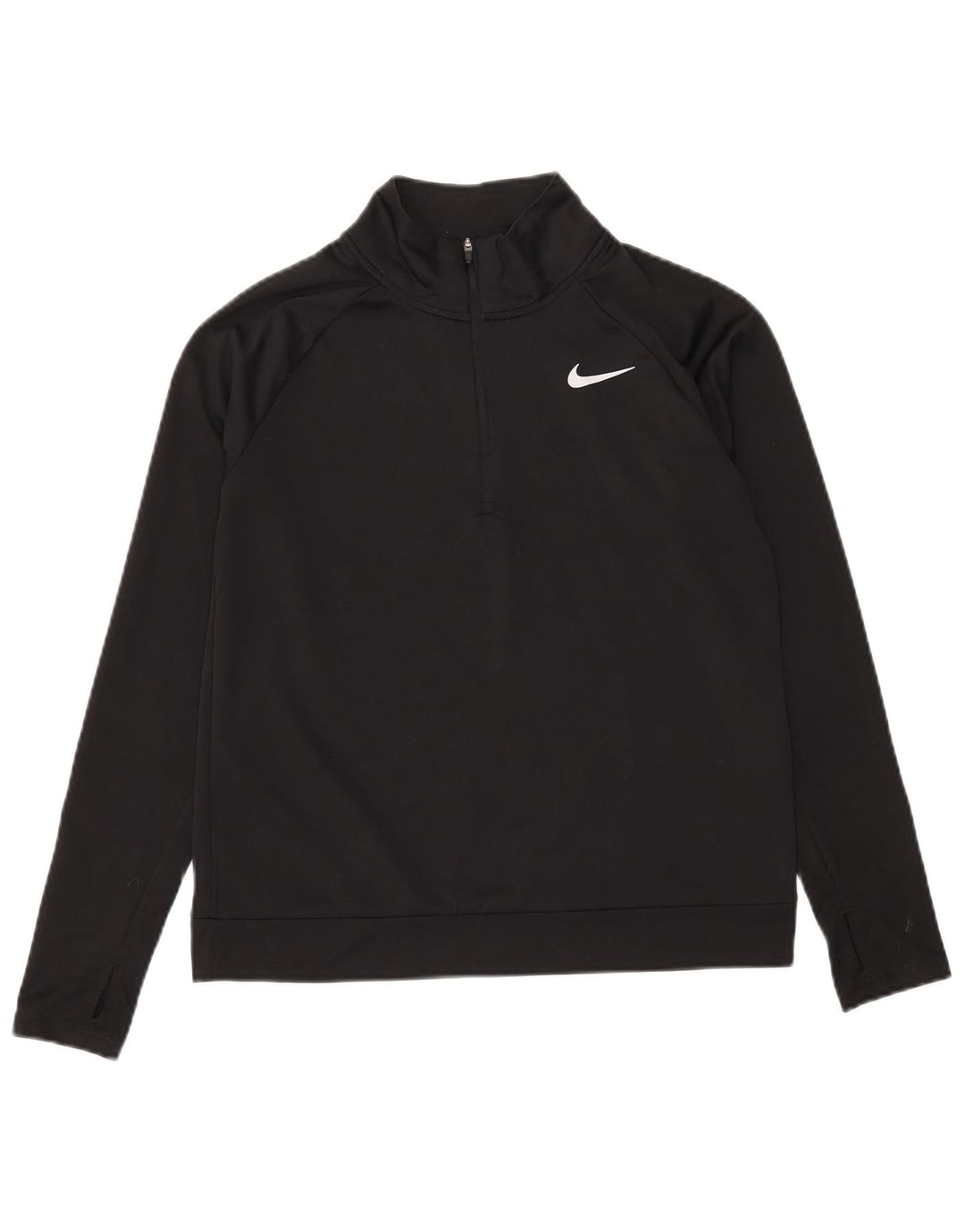 NIKE Top da tuta pullover con zip e collo Dri Fit da donna UK 10 Small Nero