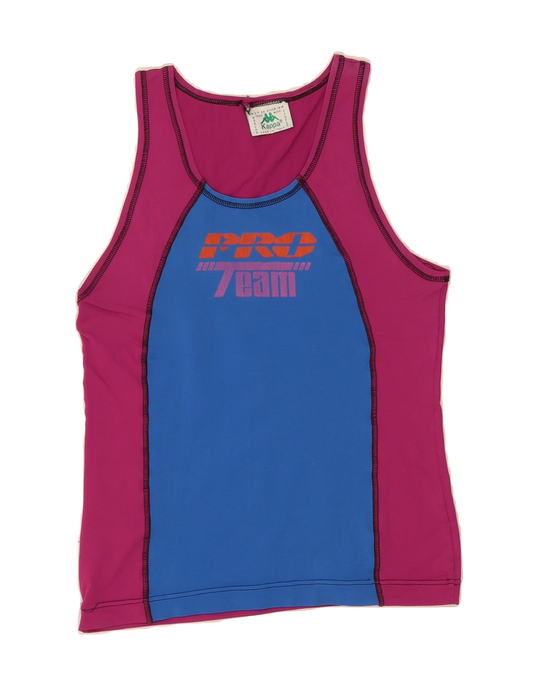 KAPPA Womens Graphic Vest Top UK 14 Large Pink Colourblock Polyester Vintage Kappa and Second-Hand Kappa from Messina Hembry 
