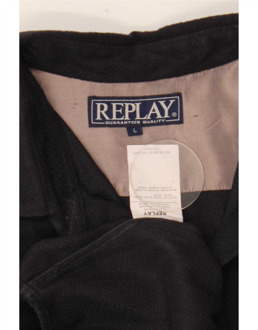 Camicia da uomo Replay Large in viscosa Chevron blu navy
