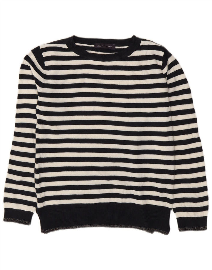 Maglione maglione con scollo a barca da donna Marks & Spencer UK 8 piccolo blu navy
