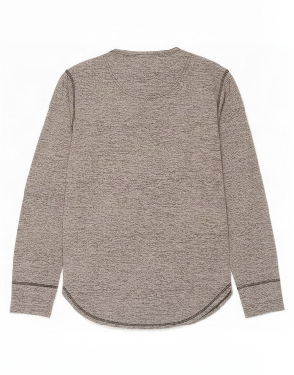 Top Hollister da uomo a maniche lunghe piccolo in cotone chiazzato grigio