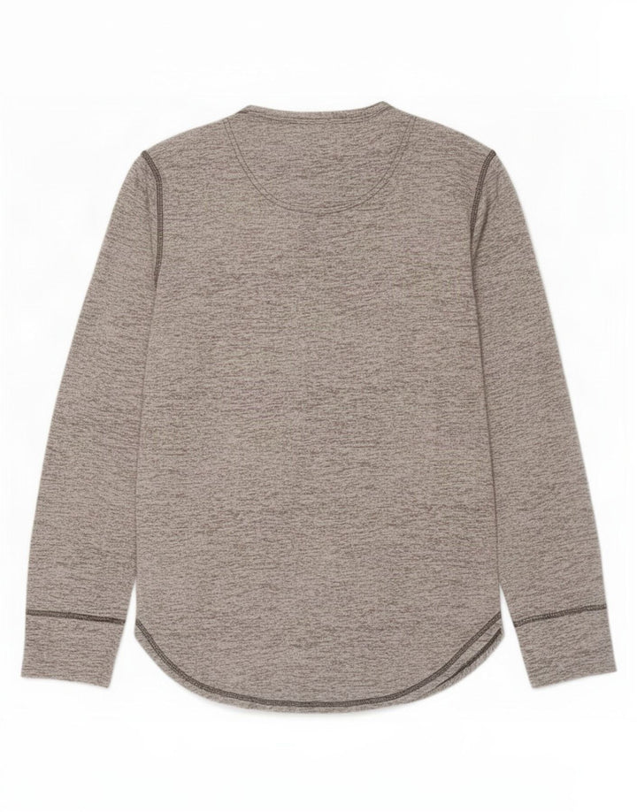 Top Hollister da uomo a maniche lunghe piccolo in cotone chiazzato grigio