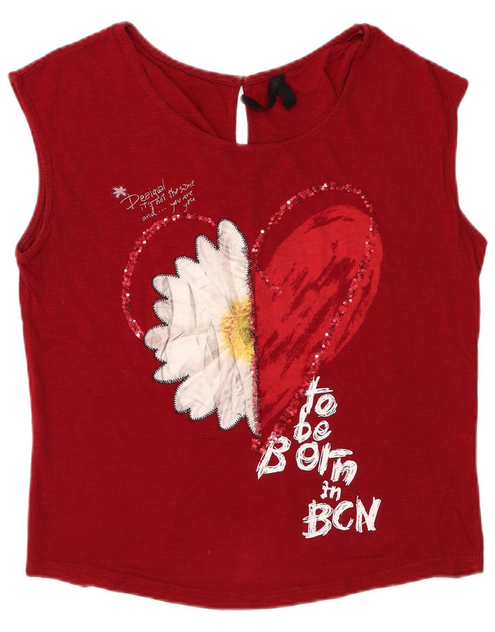 Desigual Canotta grafica oversize da donna UK 10 Small Rossa