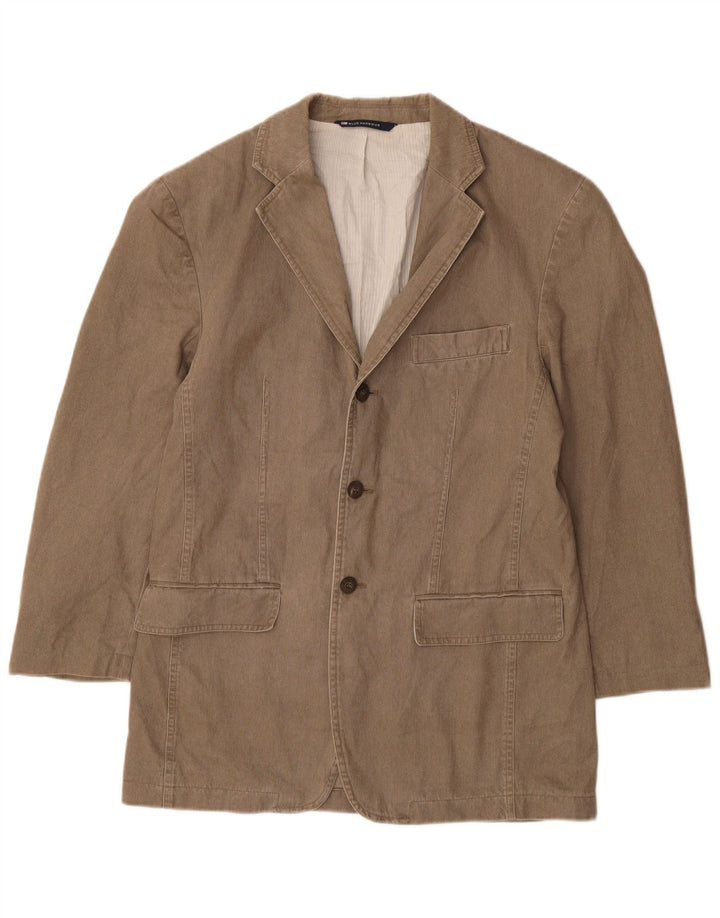 Giacca blazer a 3 bottoni Marks & Spencer da uomo UK 36 piccolo gessato kaki