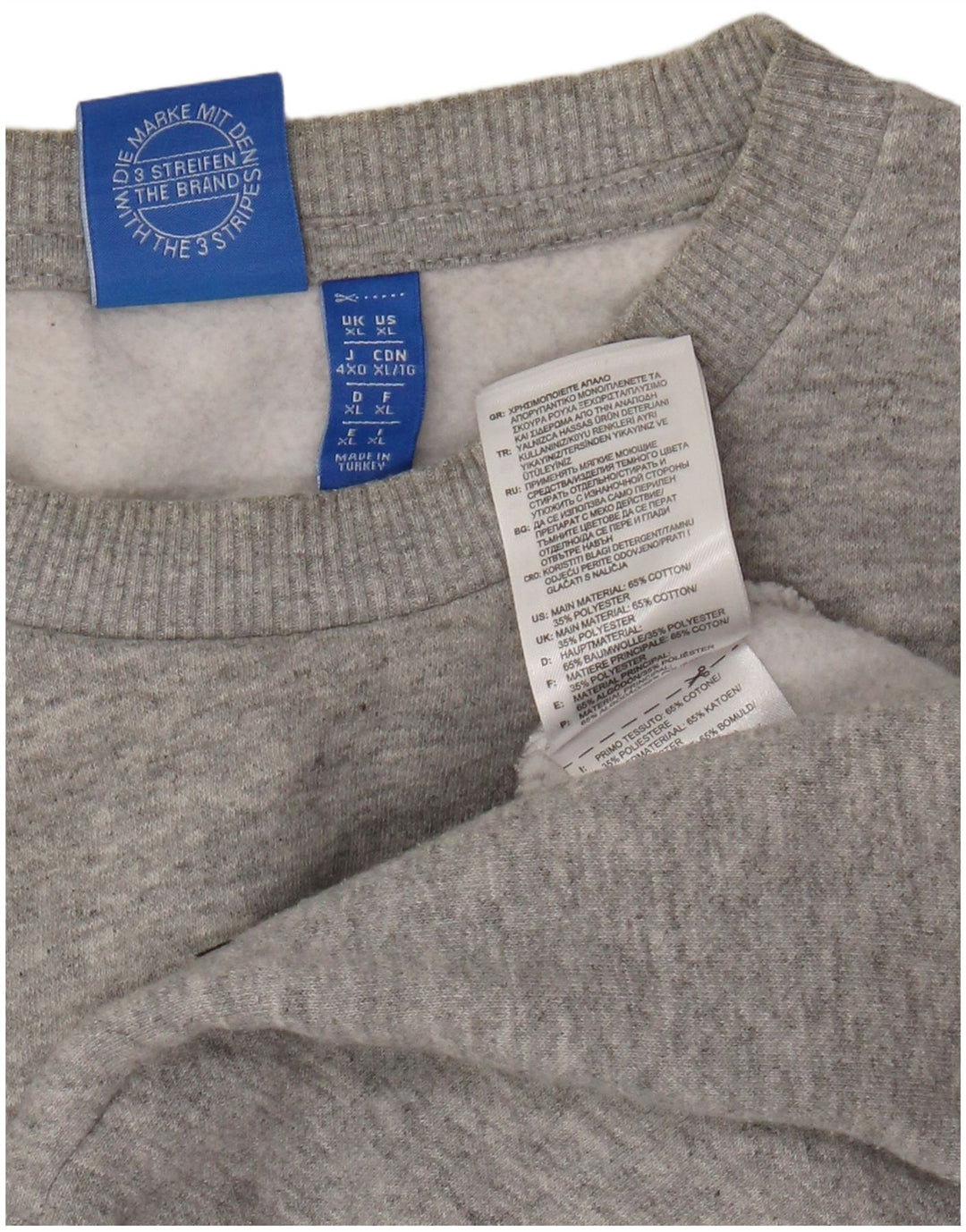 Felpa grafica da uomo Adidas Jumper XL in cotone color block grigio