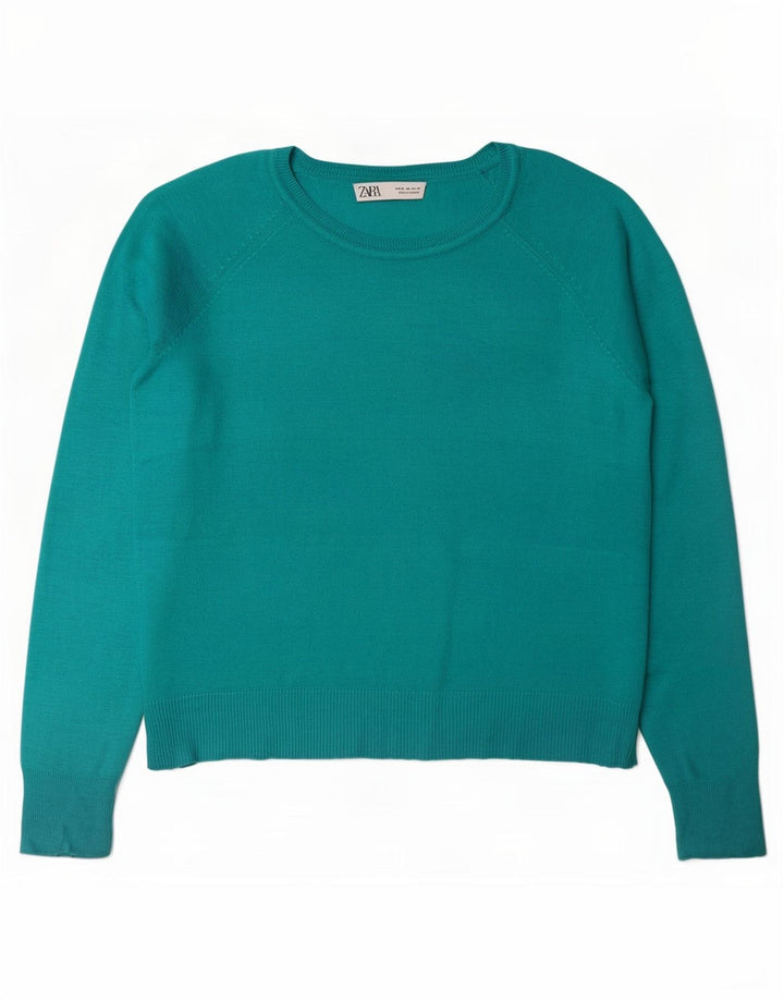 Maglione maglione oversize con scollo a barca da donna Zara UK 14 medio Turchese