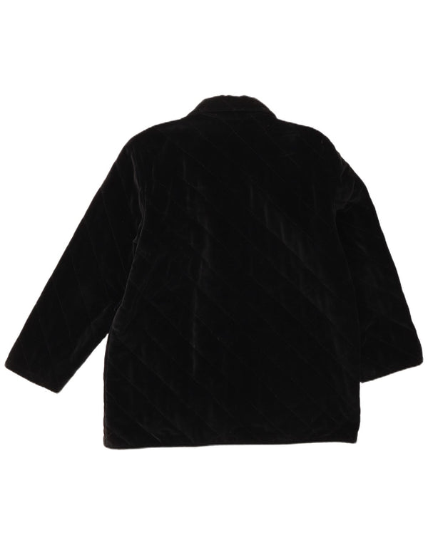 Giacca trapuntata oversize in velluto da donna Andrea Mare UK 10 piccola in cotone nero