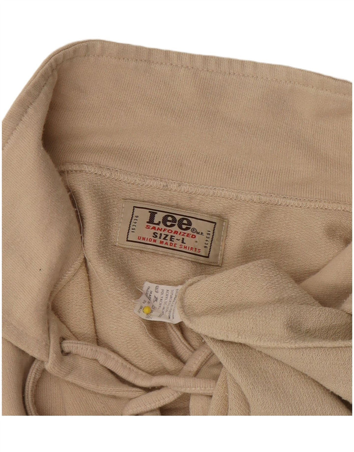 Polo da uomo a maniche lunghe Lee grande in cotone beige