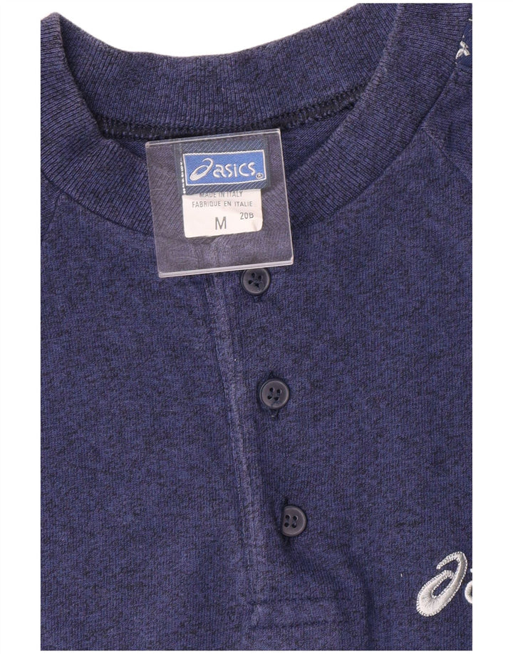 Top Asics Uomo Manica Lunga Medio Blu Navy Cotone