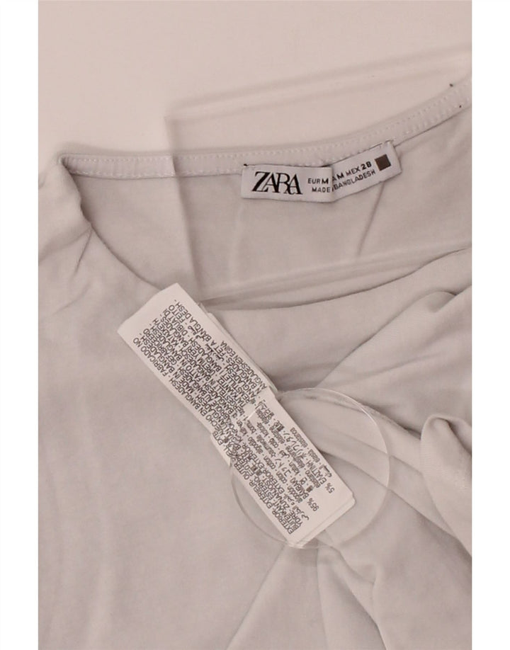ZARA Womens Crop Top UK 12 Medium Off White Cotton Vintage Zara and Second-Hand Zara from Messina Hembry 