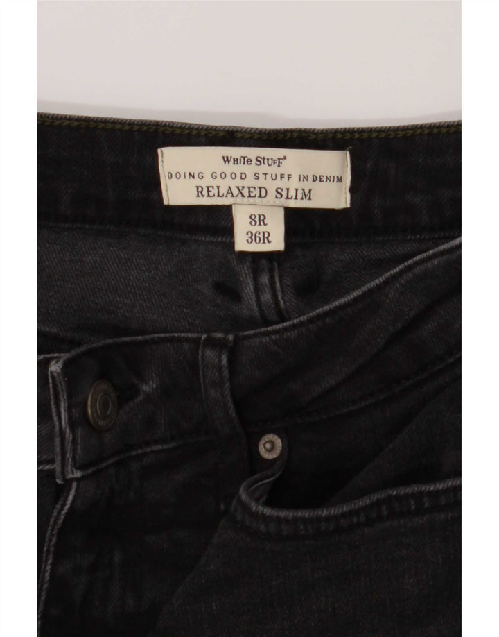 Jeans slim rilassati da donna White Stuff UK 8 piccoli W26 L28 cotone nero