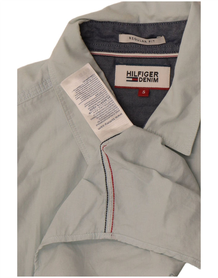 Camicia a maniche corte da uomo Tommy Hilfiger piccola in cotone blu