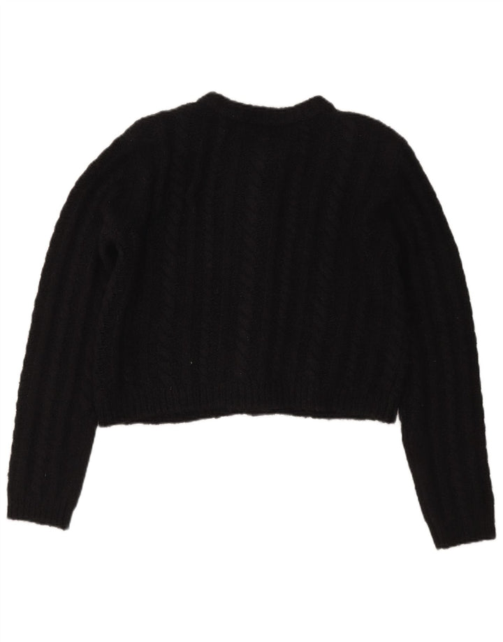 Massimo Dutti Maglione cardigan oversize corto da donna UK 10 piccolo nero