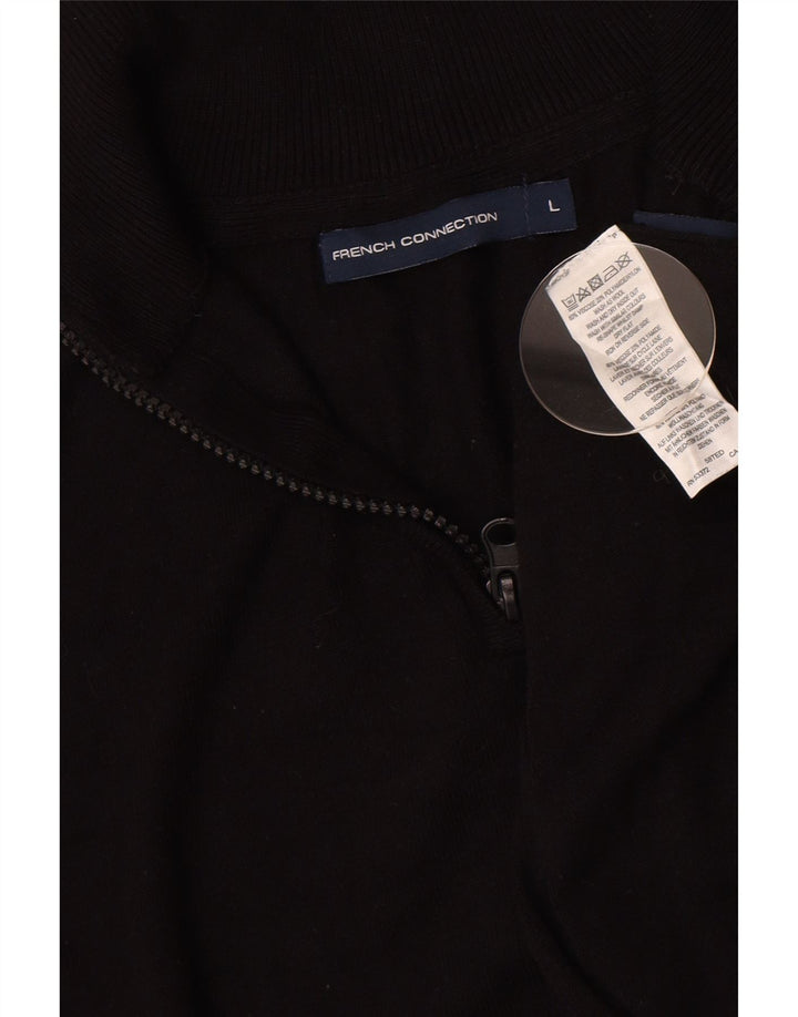 French Connection Maglione da uomo con zip e collo grande in viscosa nera