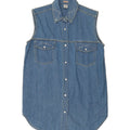 VINTAGE Womens Sleeveless Denim Shirt EU 36 Small Blue Cotton Vintage Vintage and Second-Hand Vintage from Messina Hembry 