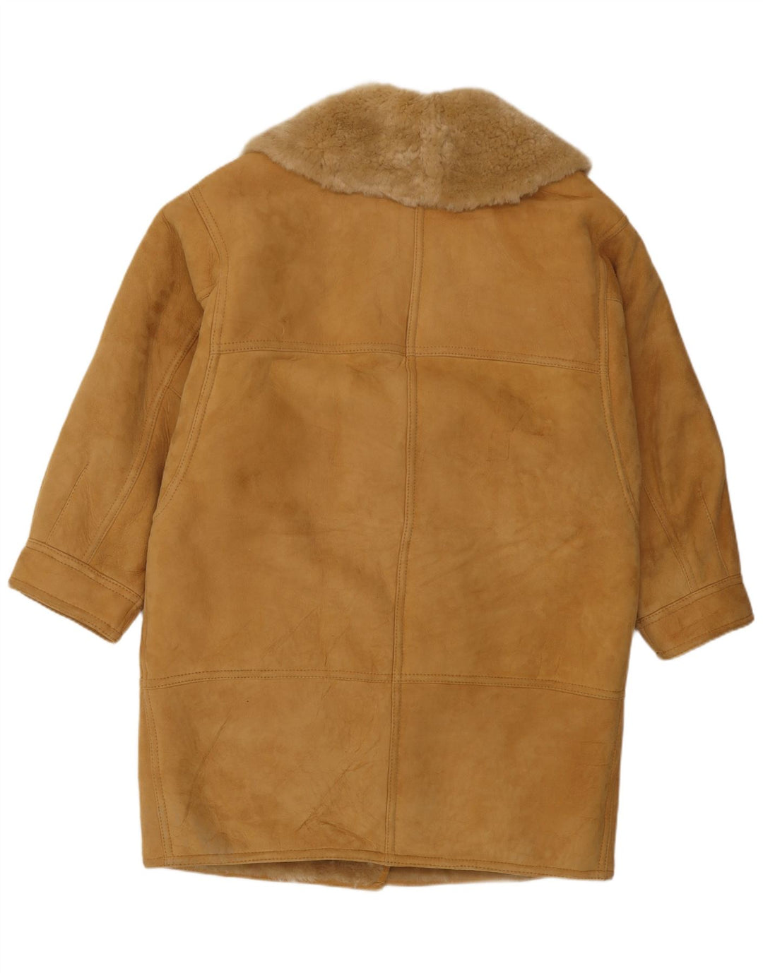 Cappotto in shearling vintage da donna dal taglio ampio IT 44 Shearling beige medio