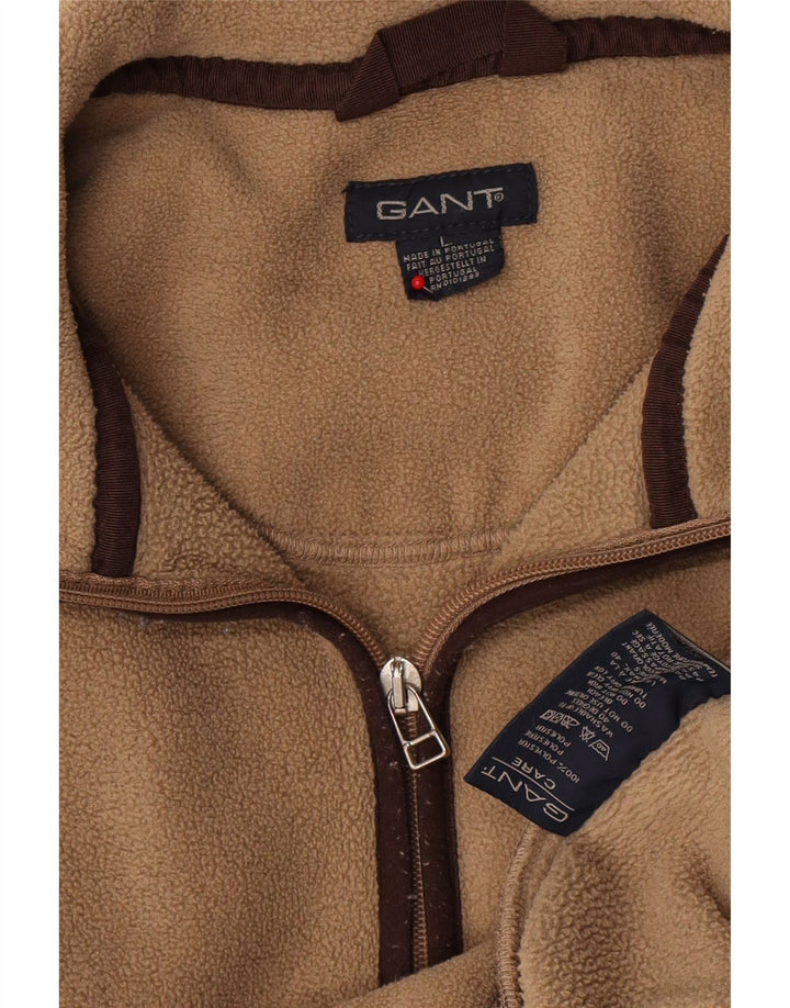 Gant Maglione in pile da uomo con zip e collo, grande, in poliestere beige