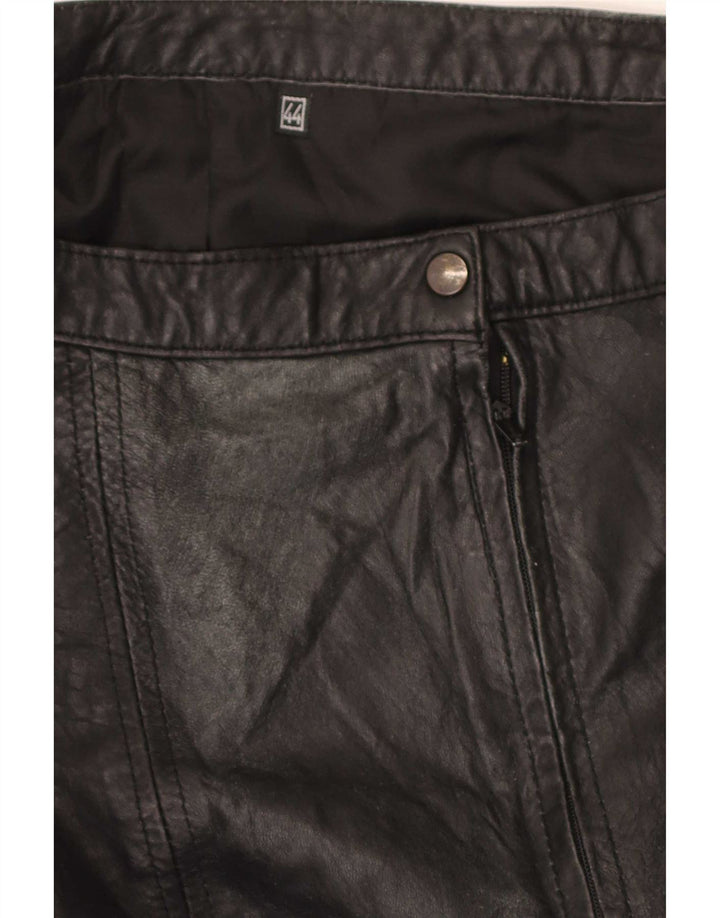 Gonna in pelle vintage da donna IT 44 media W30 nera
