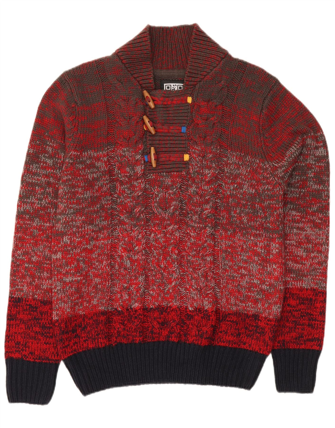 Maglione da donna VINTAGE con collo a bottoni UK 18 XL Blocco colore rosso