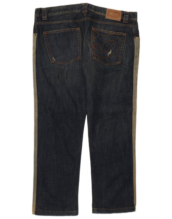 Jeans dritti da uomo Moschino W40 L30 cotone color block blu