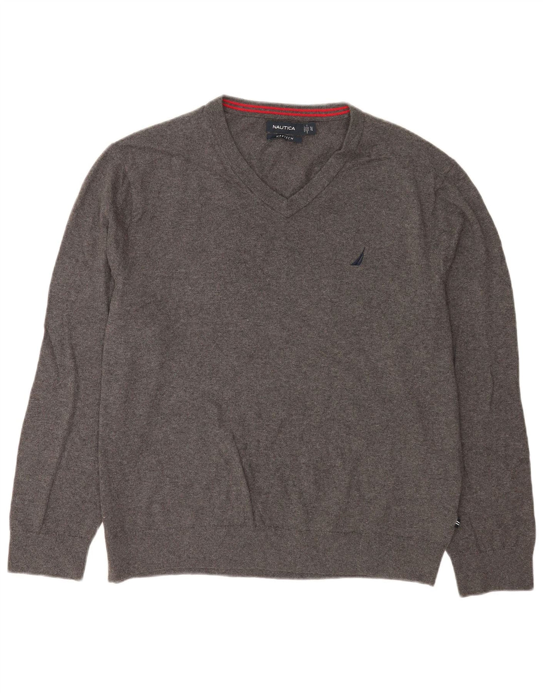 Maglione da uomo Nautica Navtech con scollo a V XL in cotone grigio