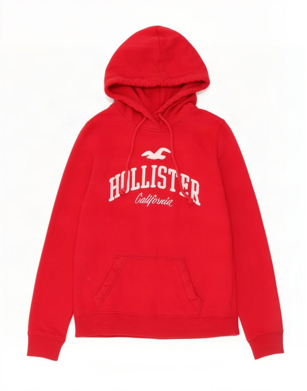 Felpa con cappuccio grafica Hollister da donna UK 6 XS rosso cotone