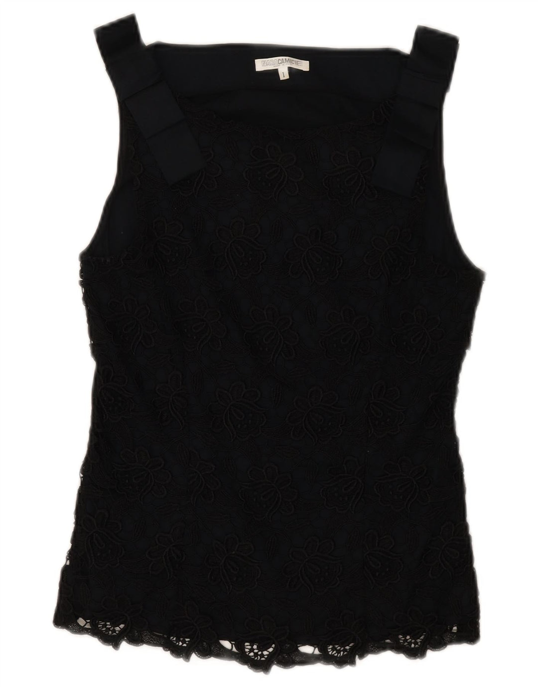 NARACAMICIE Womens Sleeveless Blouse Top UK 8 Small Black Floral