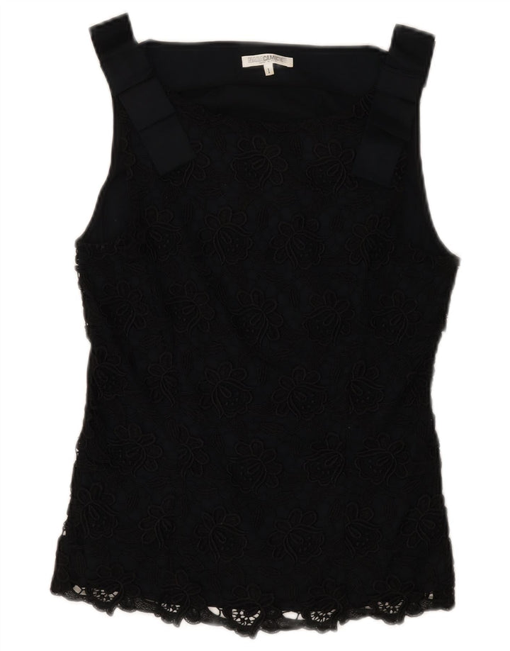 NARACAMICIE Womens Sleeveless Blouse Top UK 8 Small Black Floral