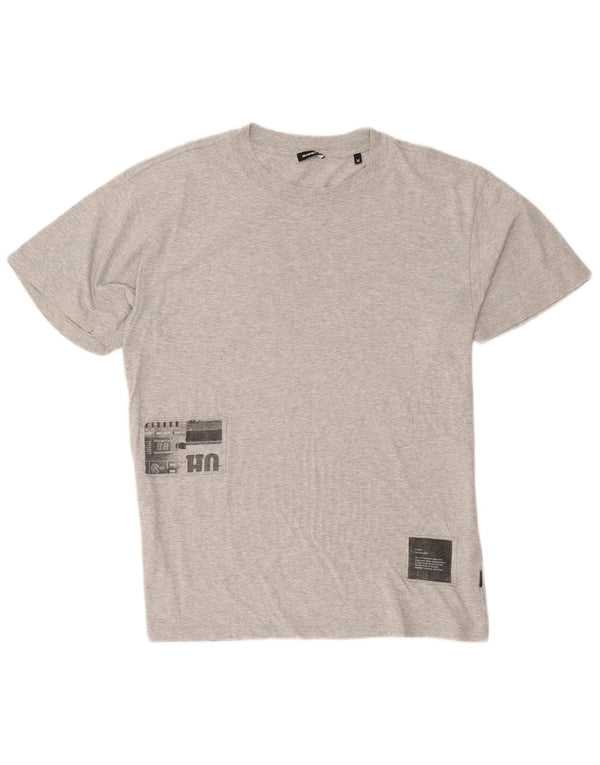 T-shirt grafica da uomo Diesel Top in cotone mélange grigio medio