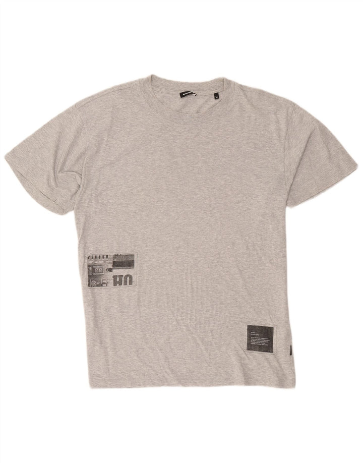 T-shirt grafica da uomo Diesel Top in cotone mélange grigio medio