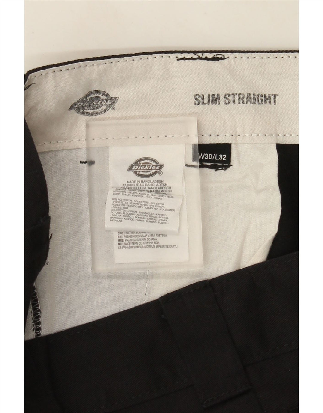 Pantaloni chino dritti slim da uomo Dickies W30 L32 poliestere nero