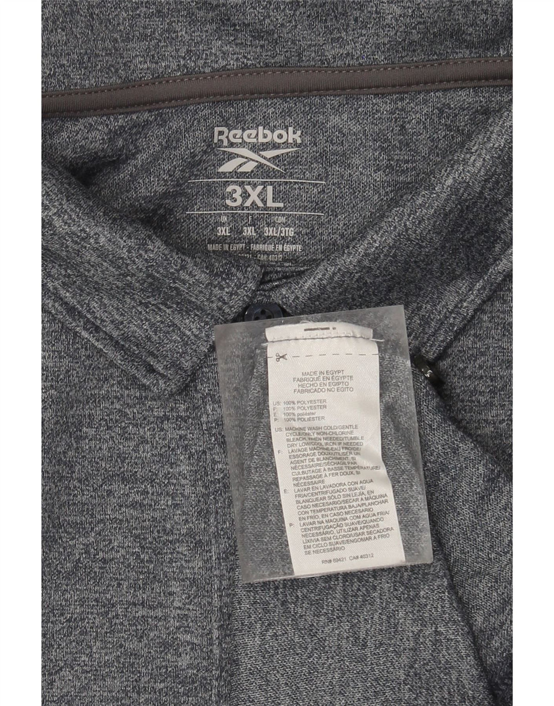 Polo Reebok da uomo 3XL poliestere chiazzato grigio